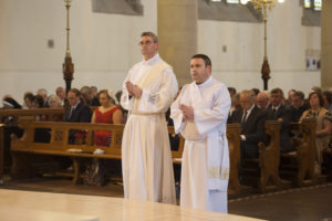 Fr Stephen Duffy and Fr Kevin Malcolmson, at their ordination service at St Macartan's Cathedral, Monaghan. ©Rory Geary/The Northern Standard